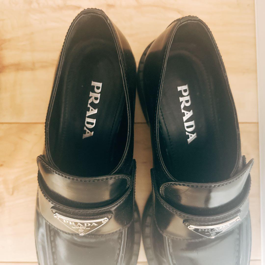 美品　プラダ　ローファー　革靴　サイズ38 1/2