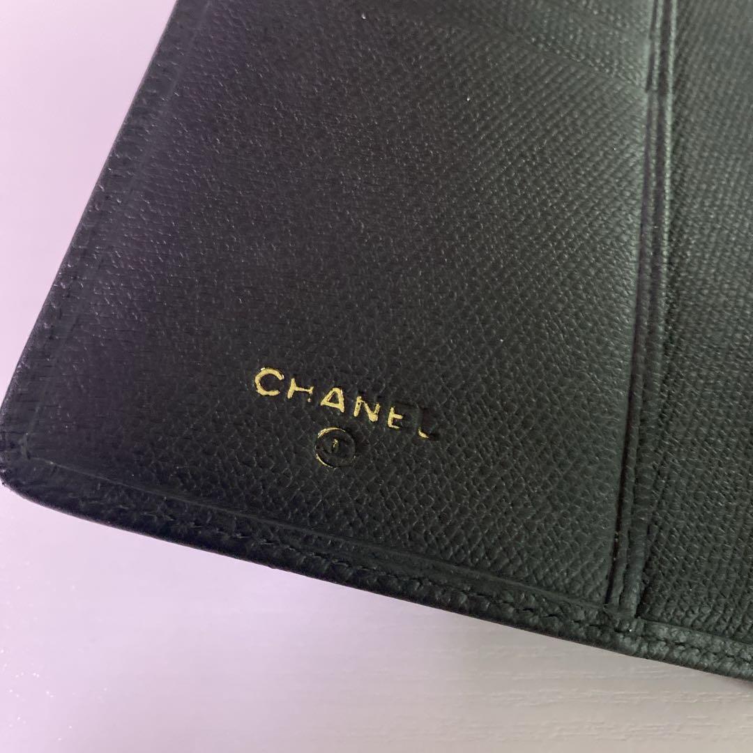 CHANEL ブラック レザー 長財布　ココボタン　シャネル