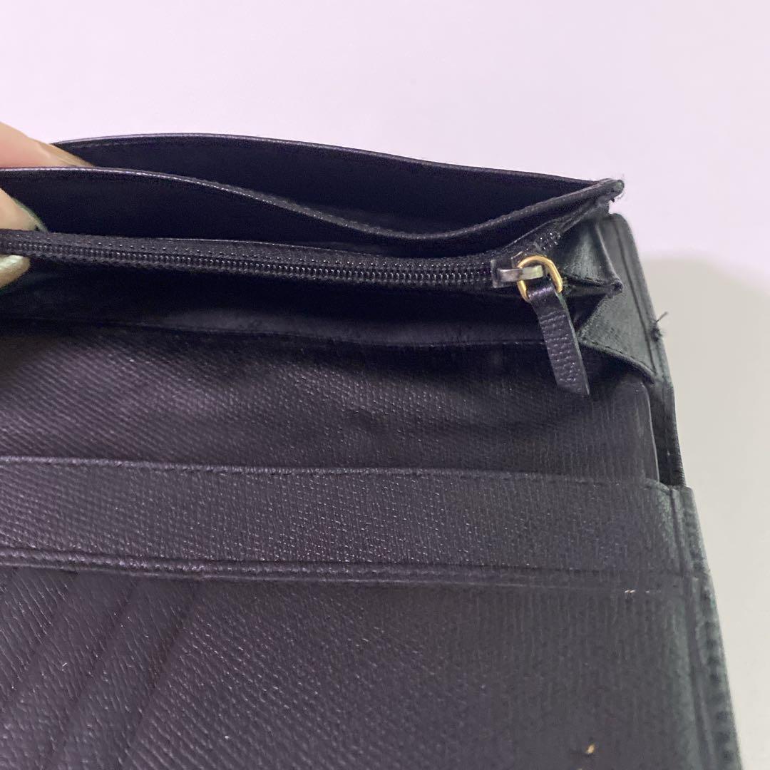 CHANEL ブラック レザー 長財布　ココボタン　シャネル