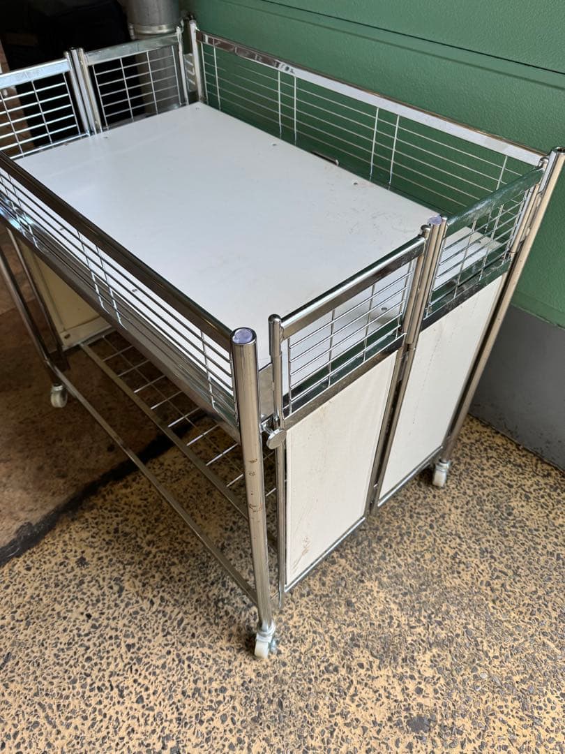 中折れ式ワゴン アイボリー W900　店舗用品　陳列什器　セールワゴン