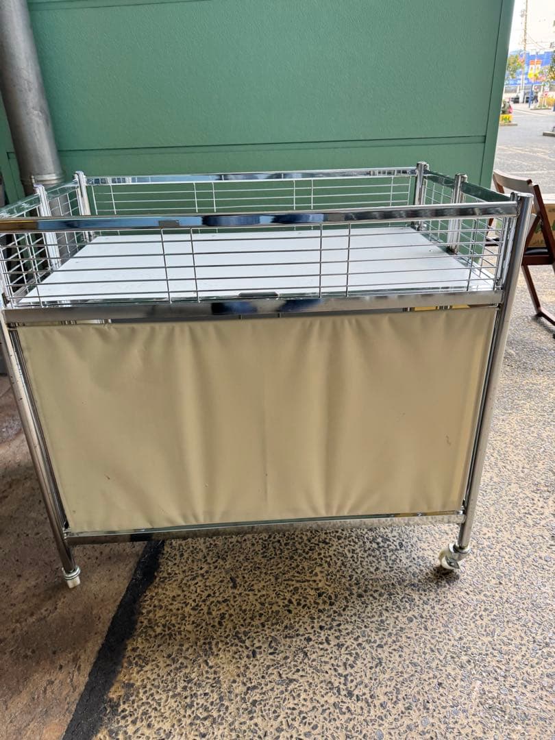 中折れ式ワゴン アイボリー W900　店舗用品　陳列什器　セールワゴン