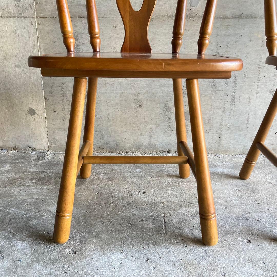 ウィンザーチェア 椅子 リビング ダイニング 2脚 座布団付 木製 家具 レトロ