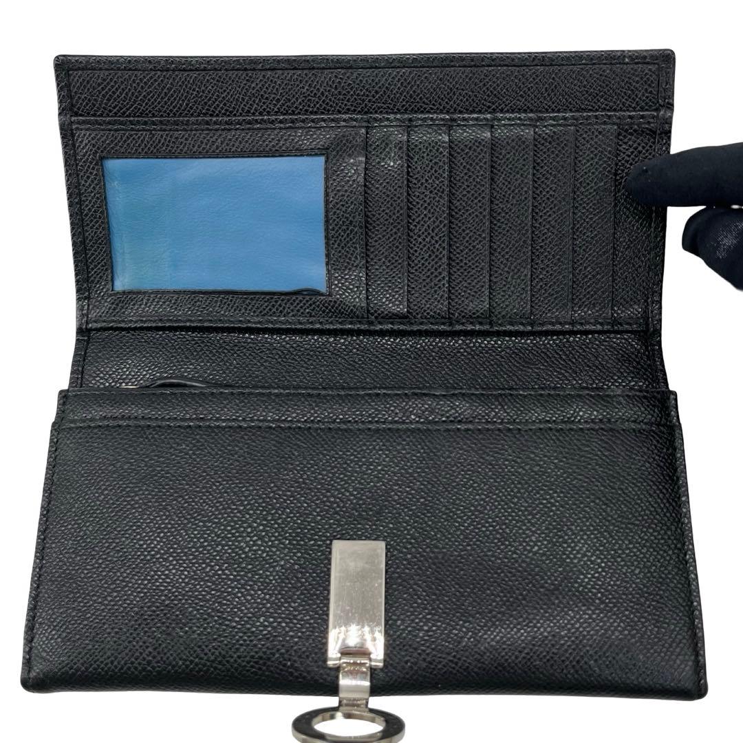 希少✨ブルガリ 長財布 ロゴクリップ グレインレザー ブラック バイカラー