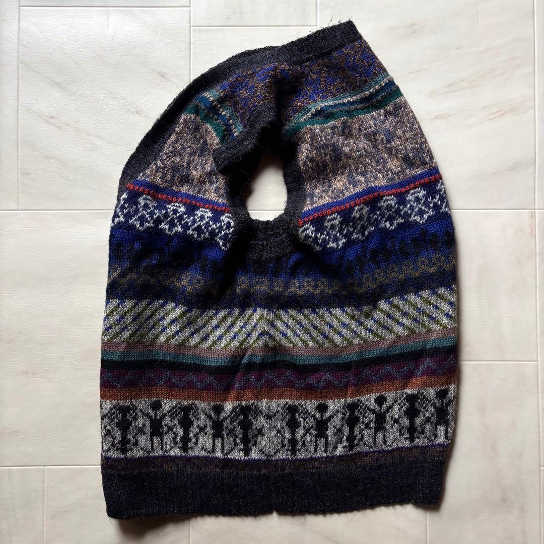 【ペルー製】 ラッファモリーナ 総柄ニットベスト アルパカ100% Lサイズ