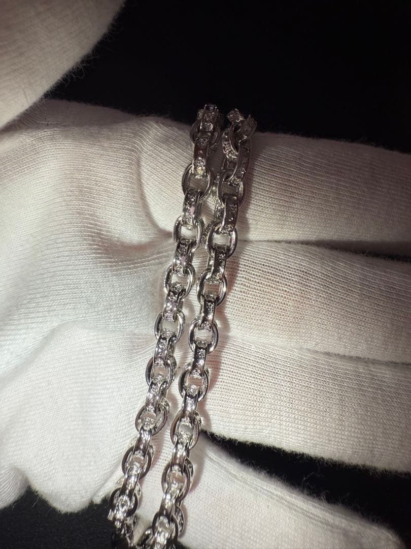 ペーパーチェーン　ダイヤ　クロスチャーム　ネックレス　50㎝　ラスト1点