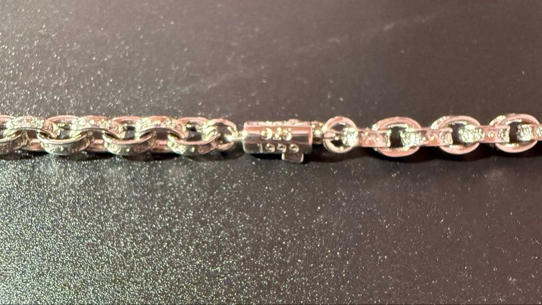 ペーパーチェーン　ダイヤ　クロスチャーム　ネックレス　50㎝　ラスト1点