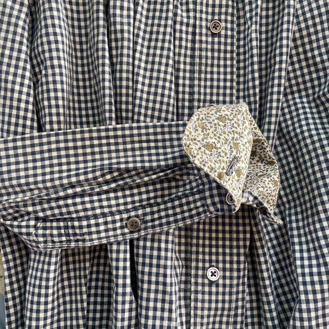 Kapital キャピタル　ギンガムチェックタックシャツ　袖・裾花柄よごれなし