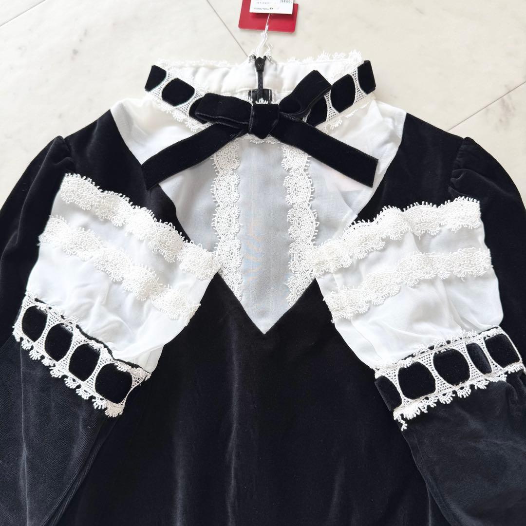 【新品】PINK HOUSE ピンクハウス ワンピース ベロア リボン レース