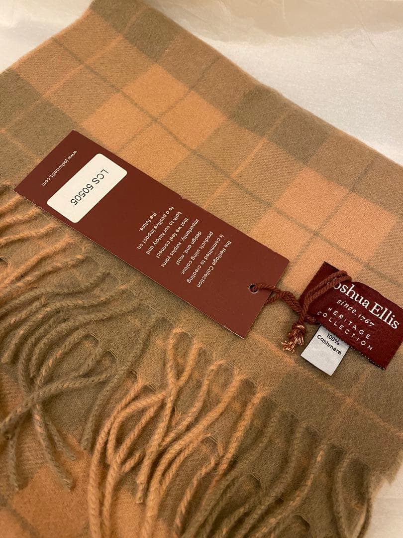 ジョシュアエリス JOSHUA ELLIS カシミヤ マフラー　ピンク　チェック