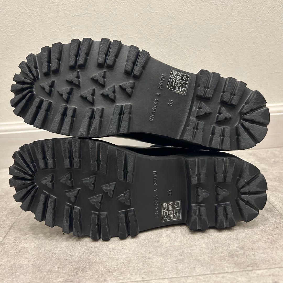 CHARLES&KEITHニットソックス リッジッドソールチェルシーブーツ 36