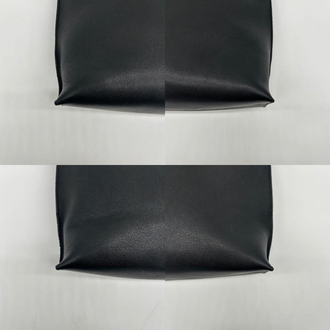 【美品】ロエベ Tメッセンジャー ショルダーバッグ アナグラム レザー 黒