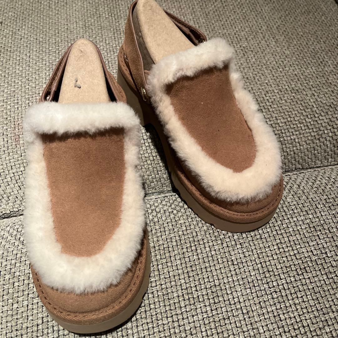 UGG スエードファーサボサンダル ブラウン