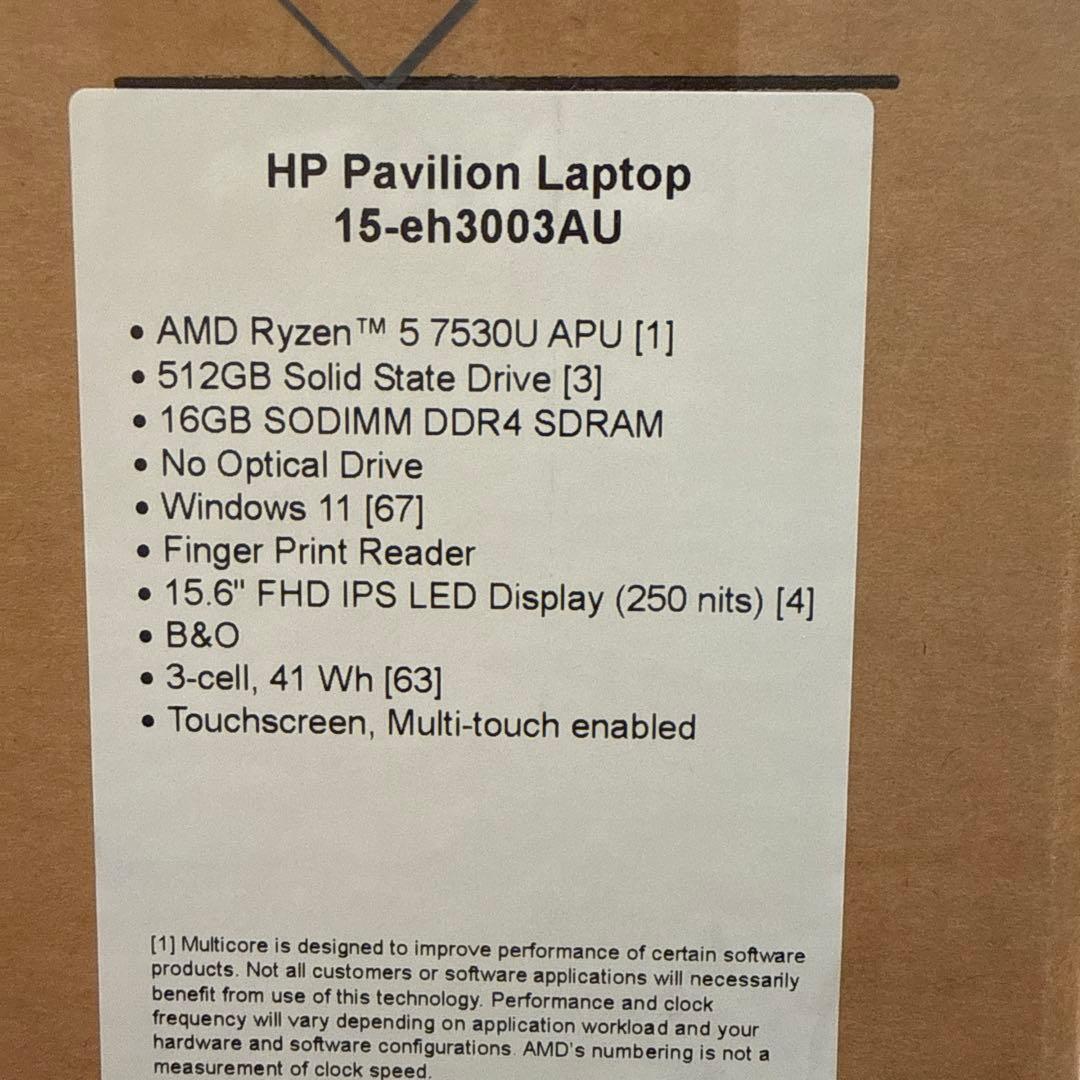 【美品】HP PavillionLaptop 15-eh3003AU タッチ液晶