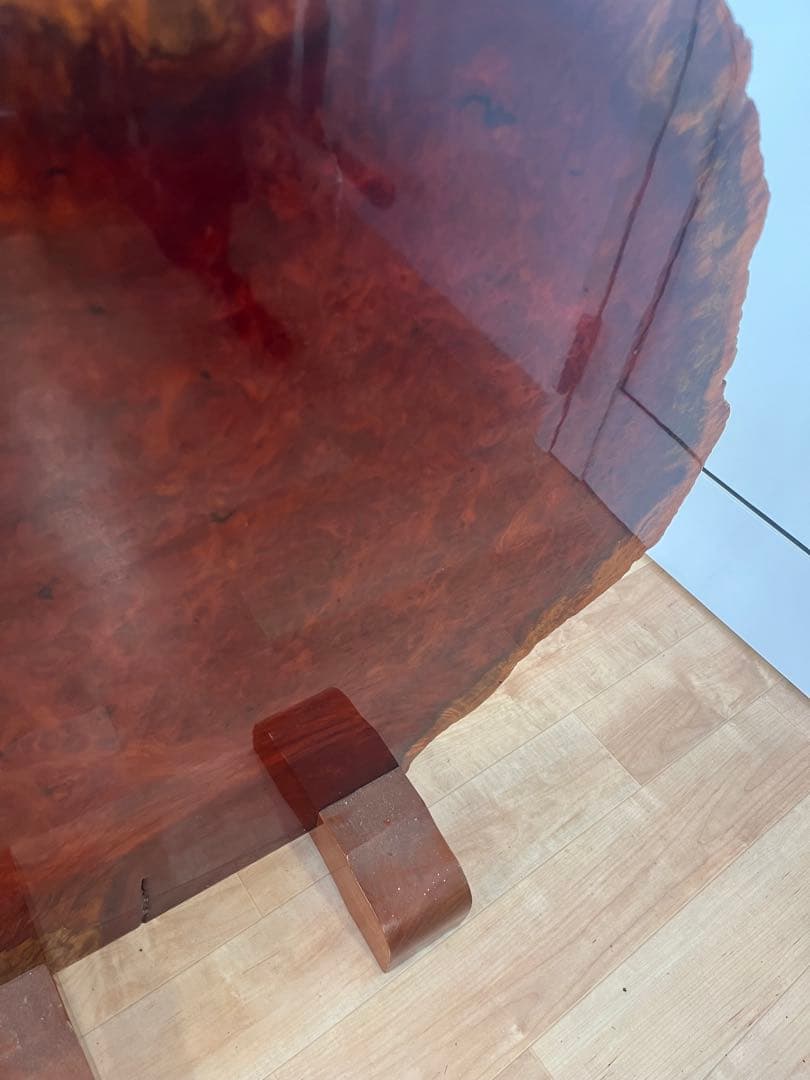 【希少】花梨瘤 衝立 一枚板 天然木　瘤杢 玉杢　光沢あり　スタンド付き