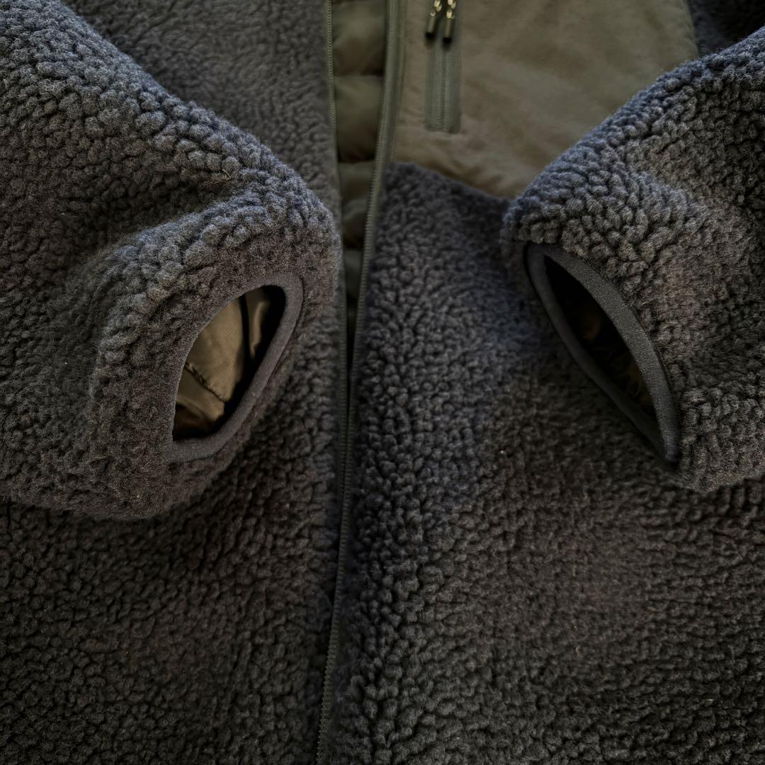 美品⭐︎お値下げ【TAION】ノーリーズ別注ボア×ダウンフードコート　ネイビー