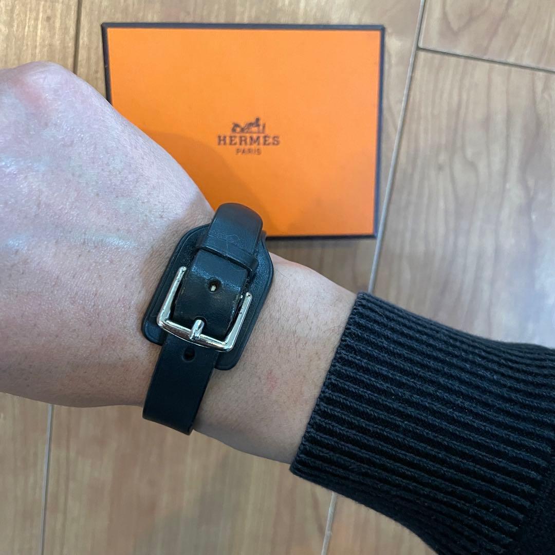 即買OK 激レア エルメス HERMES レザー ブレス ブラック