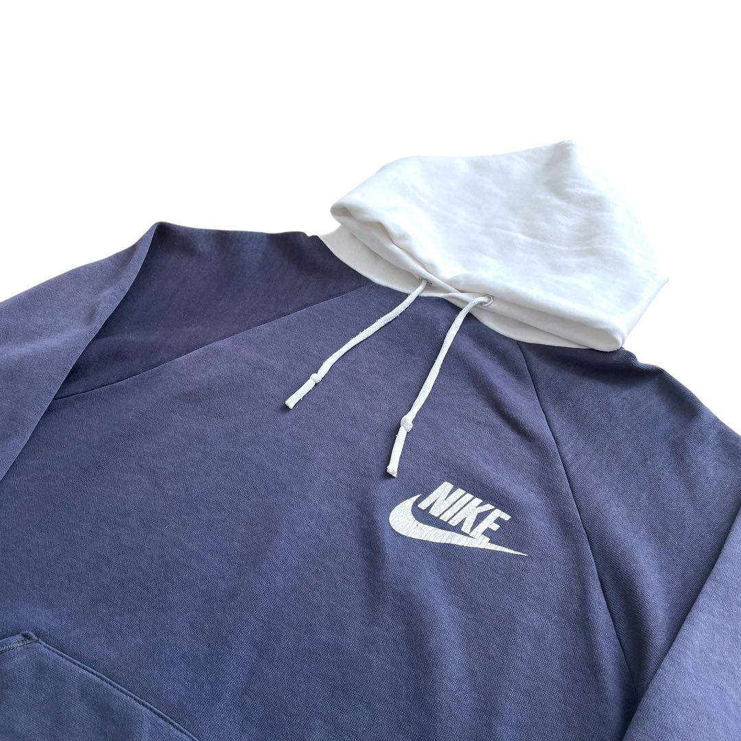美品 雰囲気抜群 70s ヴィンテージ NIKE 茄子紺 ツートン パーカー L