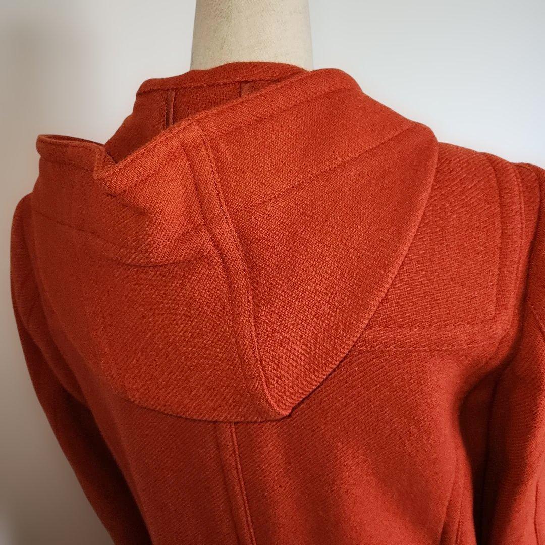 BURBERRYオレンジ ダッフルコートフード一体型ノバチェック