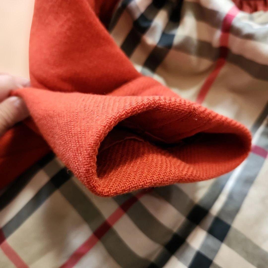 BURBERRYオレンジ ダッフルコートフード一体型ノバチェック