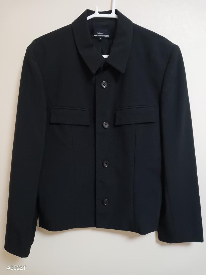 ★トリココムデギャルソン COMME ・ギャバジンステンカラージャケット・黒・M