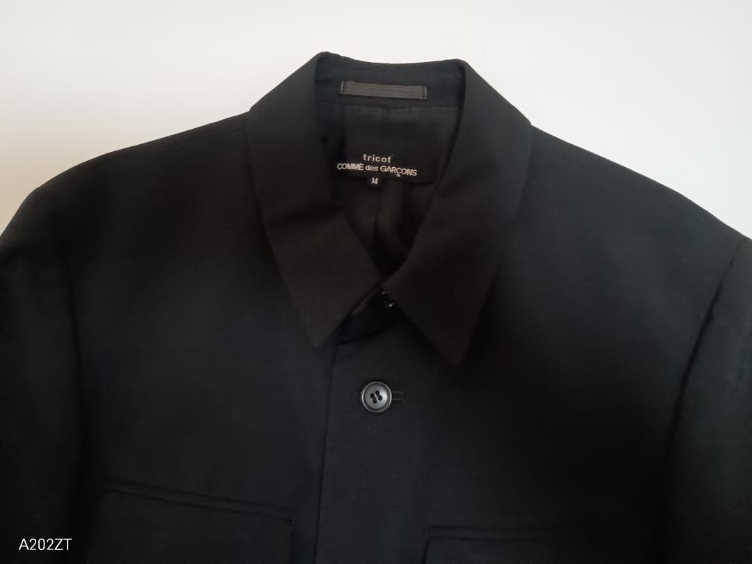 ★トリココムデギャルソン COMME ・ギャバジンステンカラージャケット・黒・M