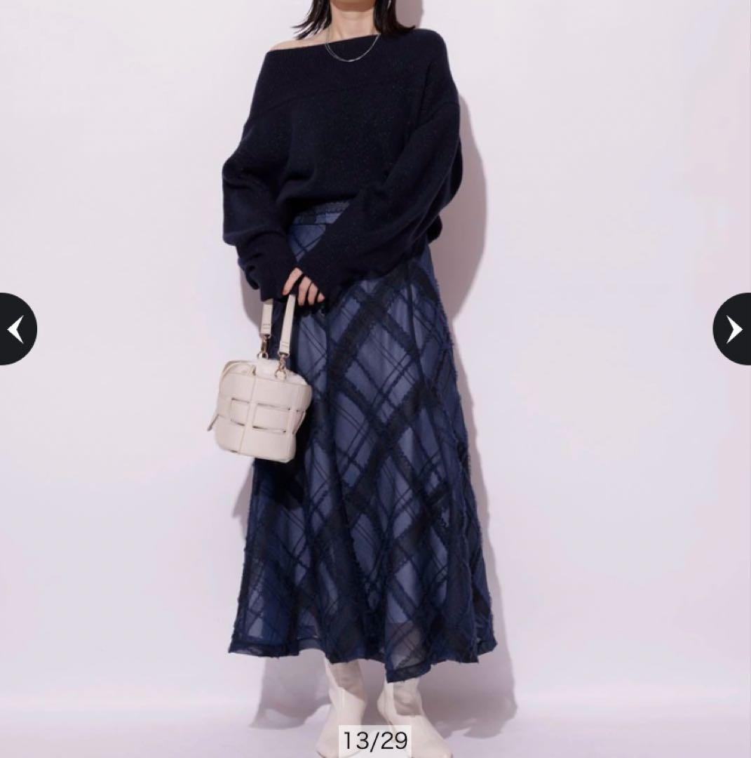 Mystrada♡チュールチェック刺繍スカート♡紺Sサイズ