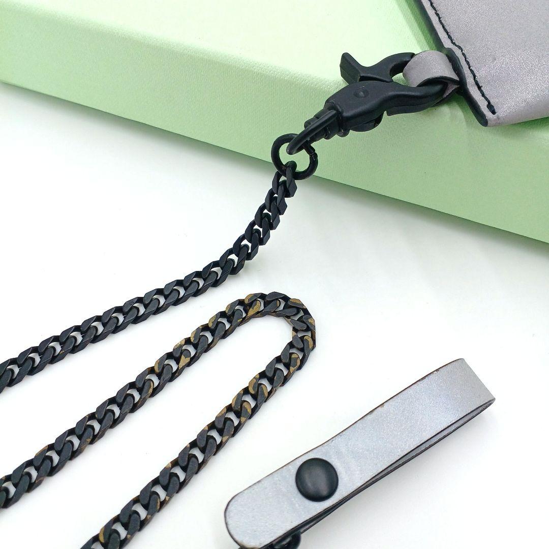 オフホワイト OFF-WHITE チェーンウォレット(シルバー×ブラック)