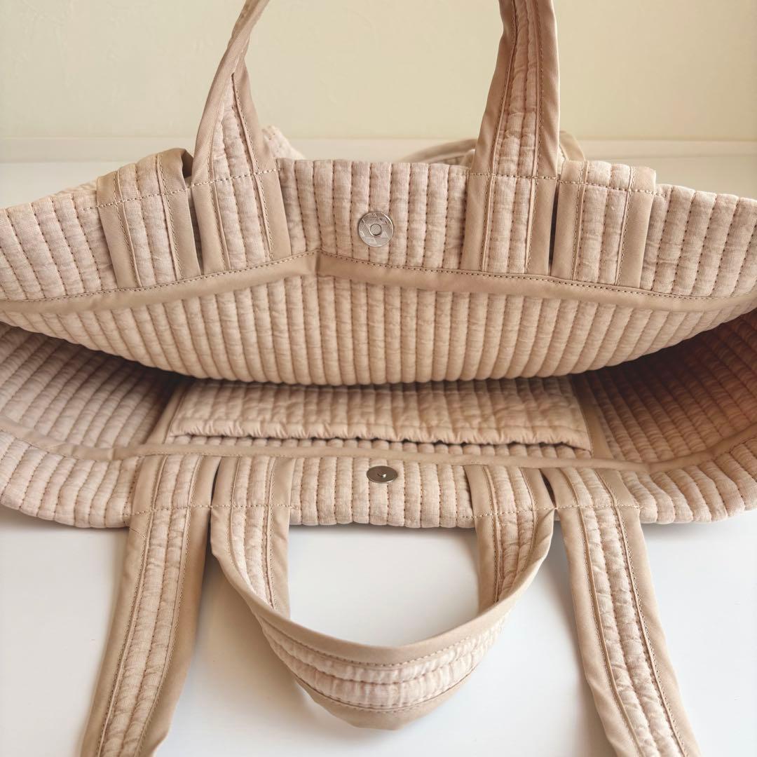 ヌビバッグ◎ミルクティー ダブルハンドル　マザーズバッグ　イブル　底板付き