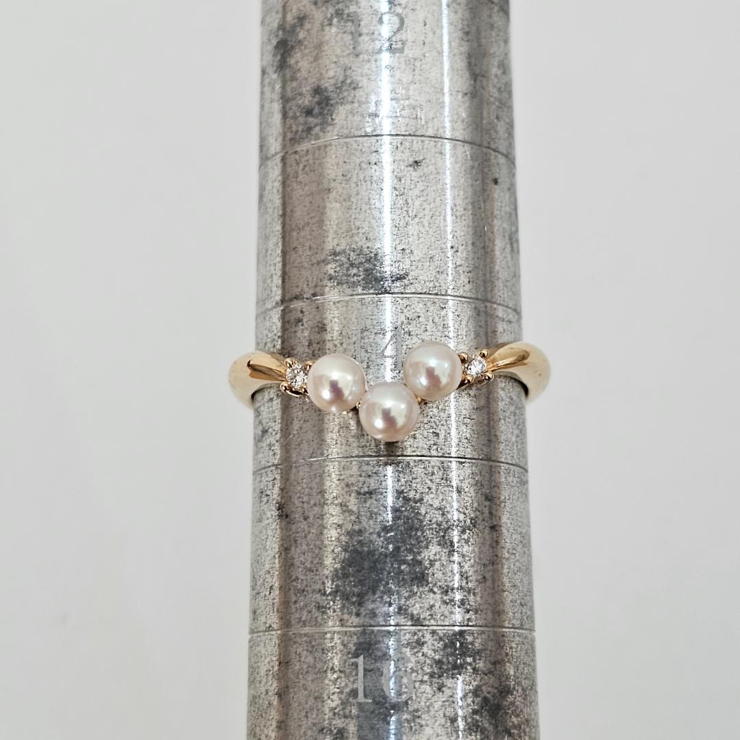 1984 タサキパールダイヤリングK18YGイエローゴールド14.5号3.4mm