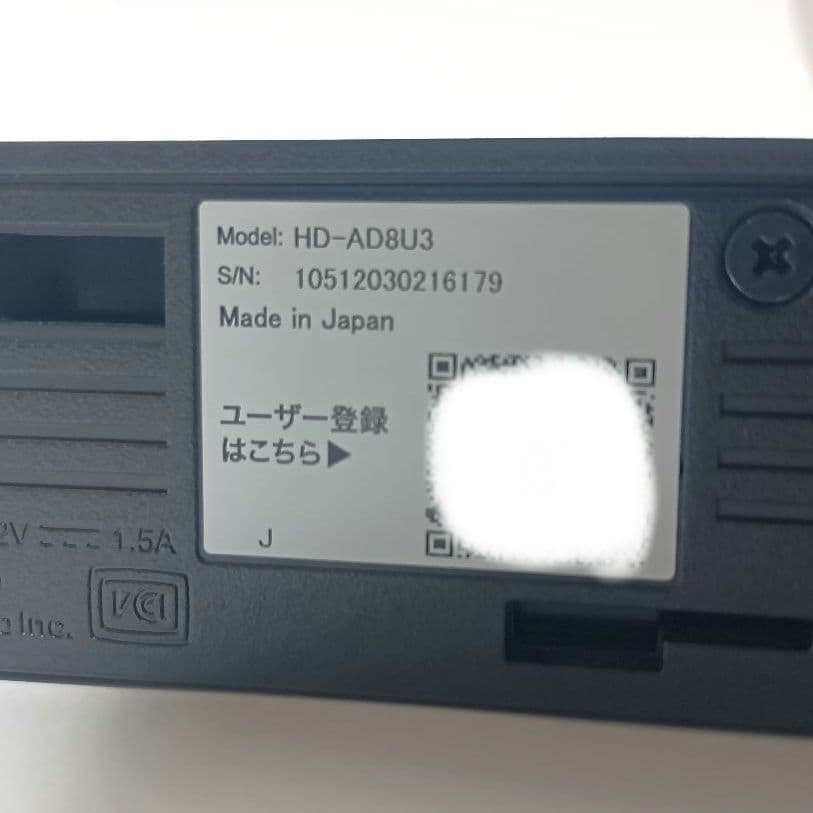 BUFFALO 外付けHDD 8TB HD-AD8U3 作動確認済み 美品