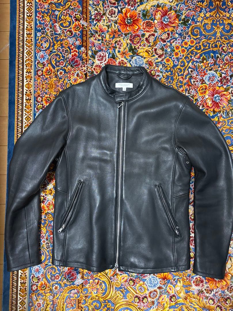 美品 BEAUTY&YOUTH シングルレザー ライダース L ブラック