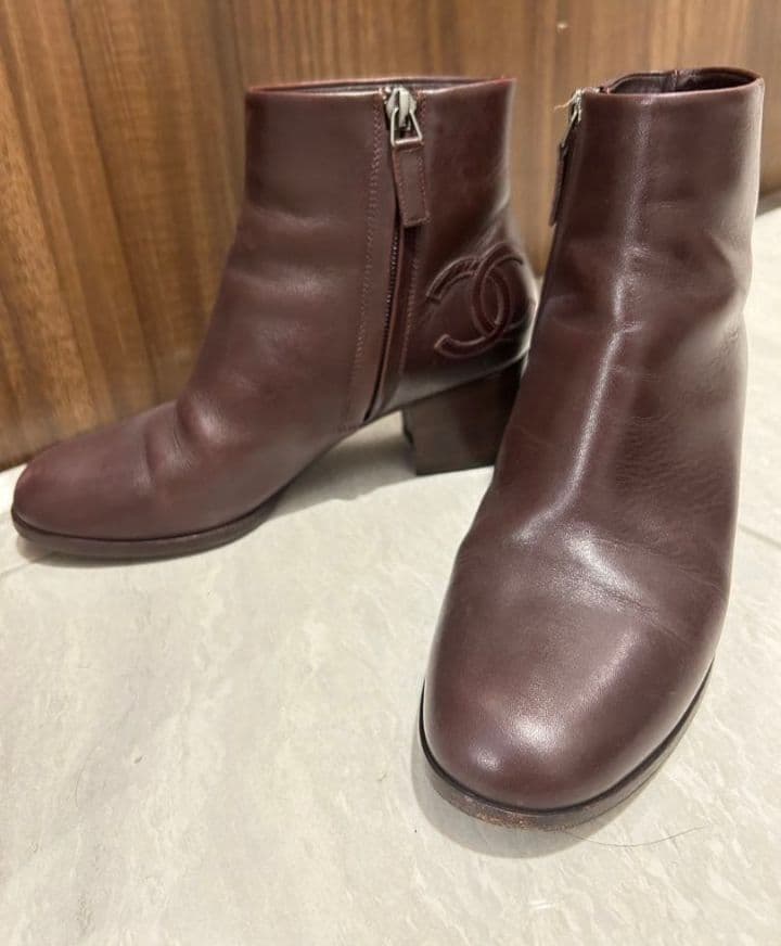 CHANEL ショートブーツ　ブラウン