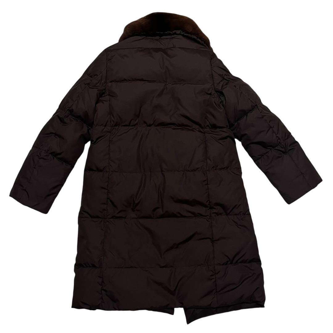 美品✨MaxMara ダウンコート　ロング　白タグ　ラビットファー　ブラウン