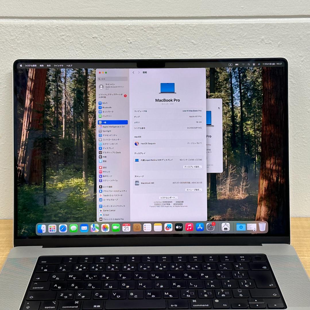 MacBook本体 MacBookPro 16 2021 M1Pro 16GB 512GB