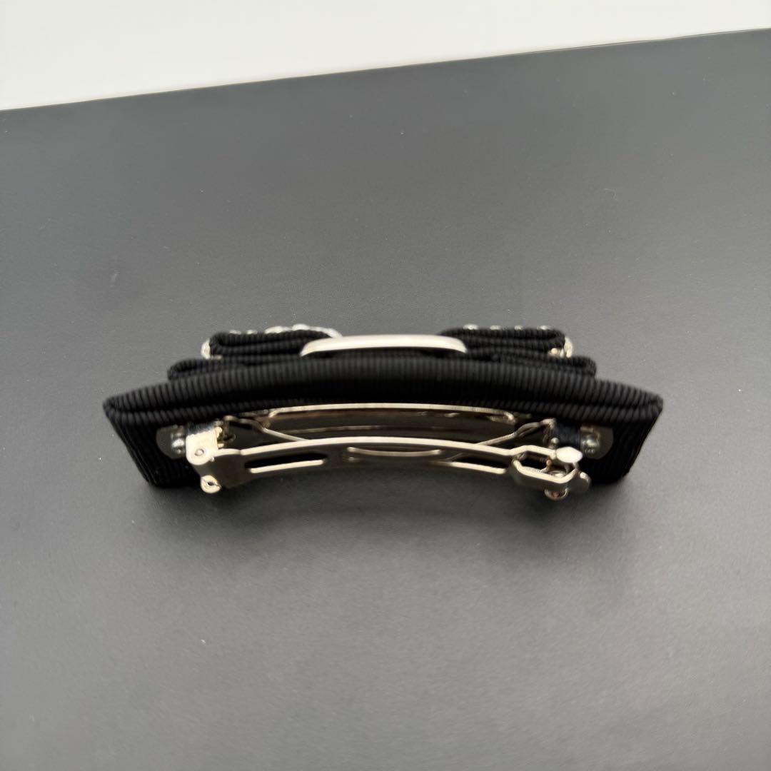 極美品✨フェラガモ バレッタ ビジュー ラインストーン シルバー リボン スワロ