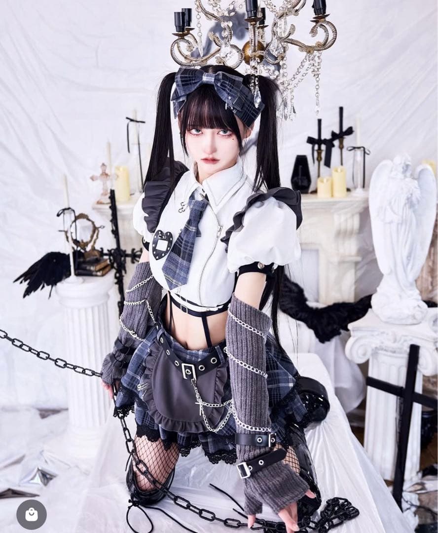 Malymoon ガーリーチェックパンククラッシュメイド コスプレ マリームーン