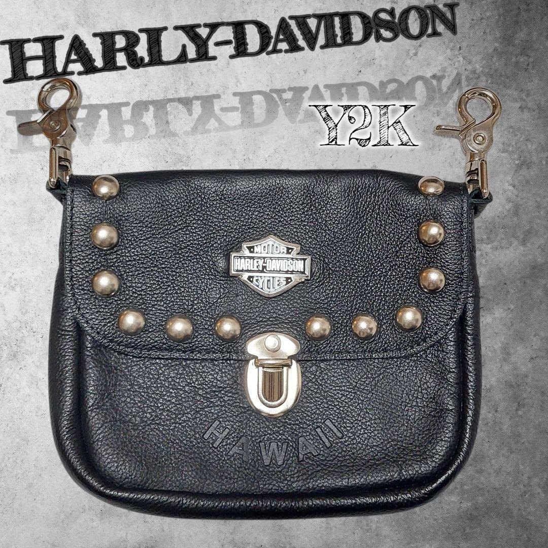 ハーレーダビッドソン レザーバッグ ウエストポーチ ヒップバッグアイテム y2k