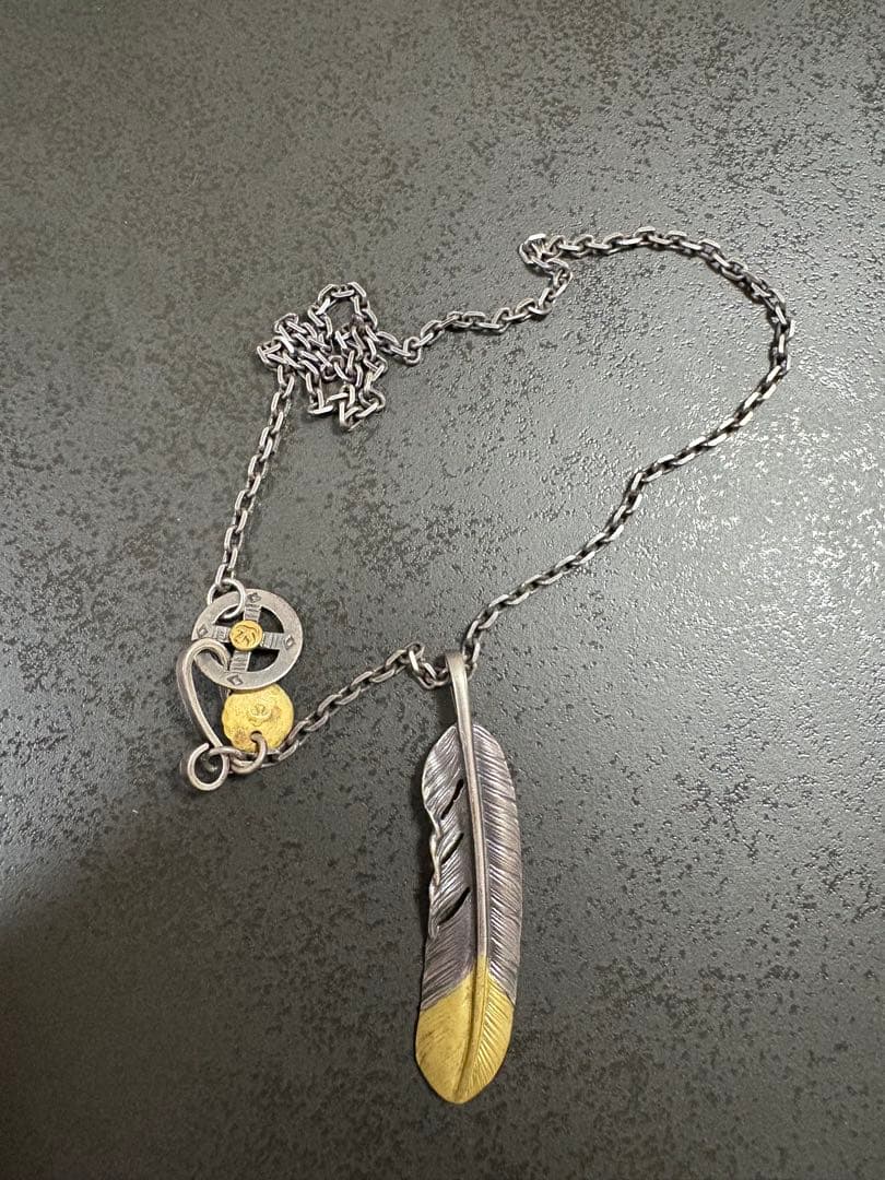 【松田】羽根デザイン ネックレス シルバー ゴールド