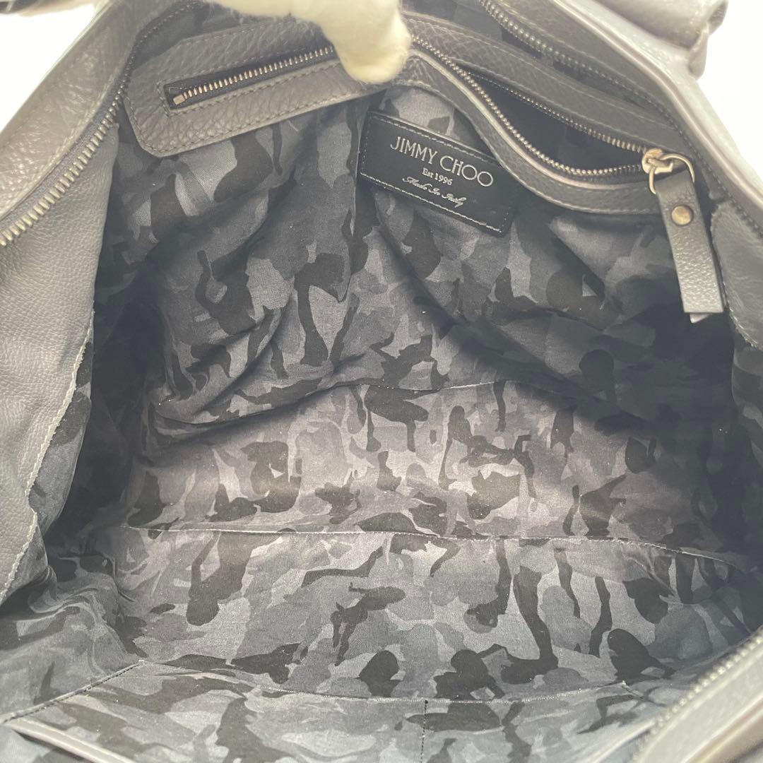 ジミーチュウ　サヴィル　トートバッグ　ビジネスバッグ　メンズ　レザー　グレー