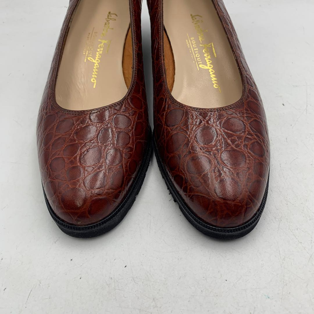 X310B フェラガモ パンプス 7C 約24cm ブラウン