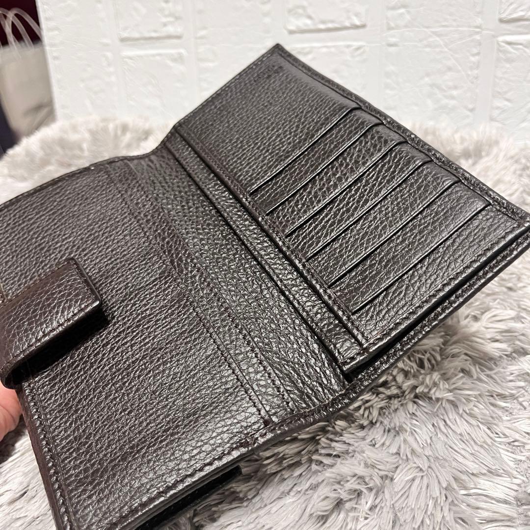 美品✨GUCCI マキシ　財布　GGキャンバス シボ　ダークブラウン　Wホック