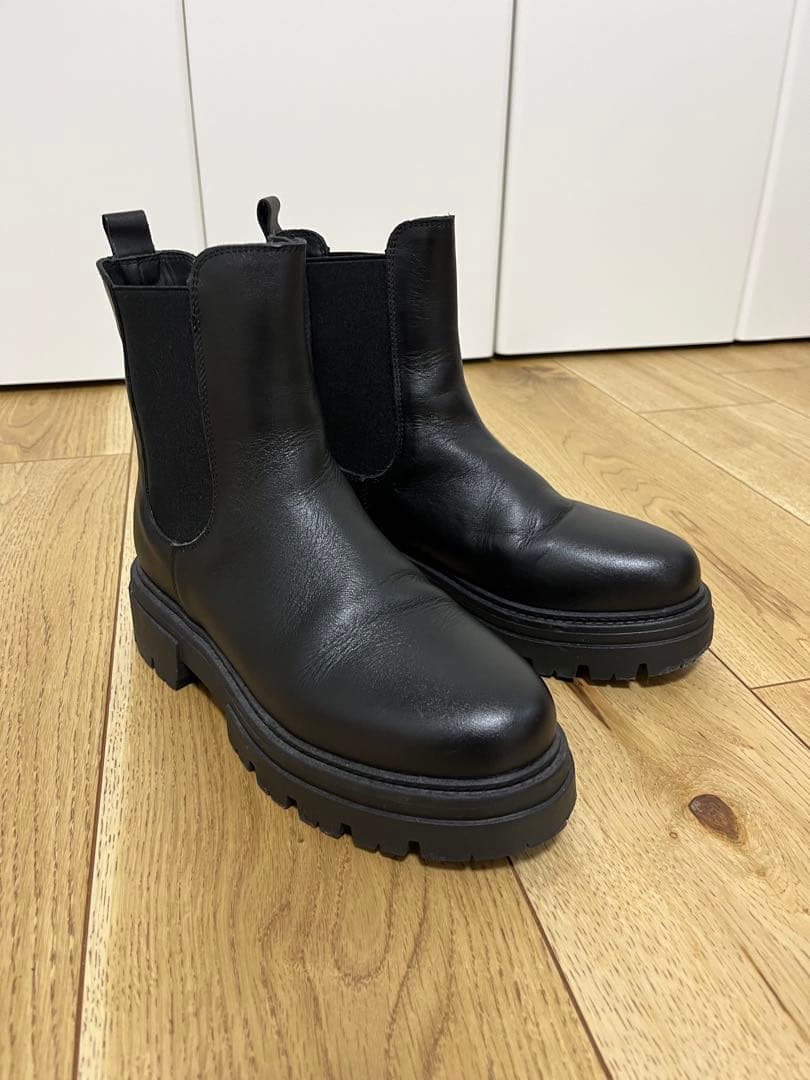 【33RU】REMME ブラック サイドゴアブーツ 厚底 レザー