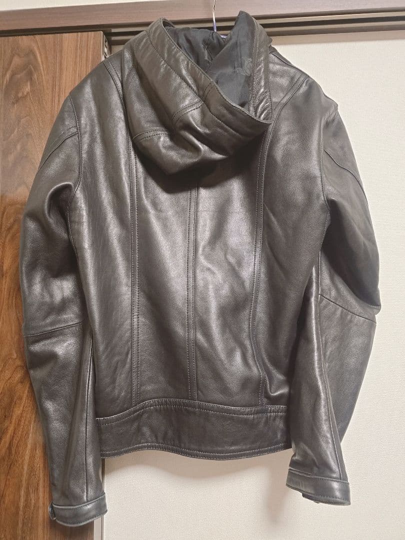 LOVELOSS フード付きシングルライダースジャケット サイズ2 ブラック