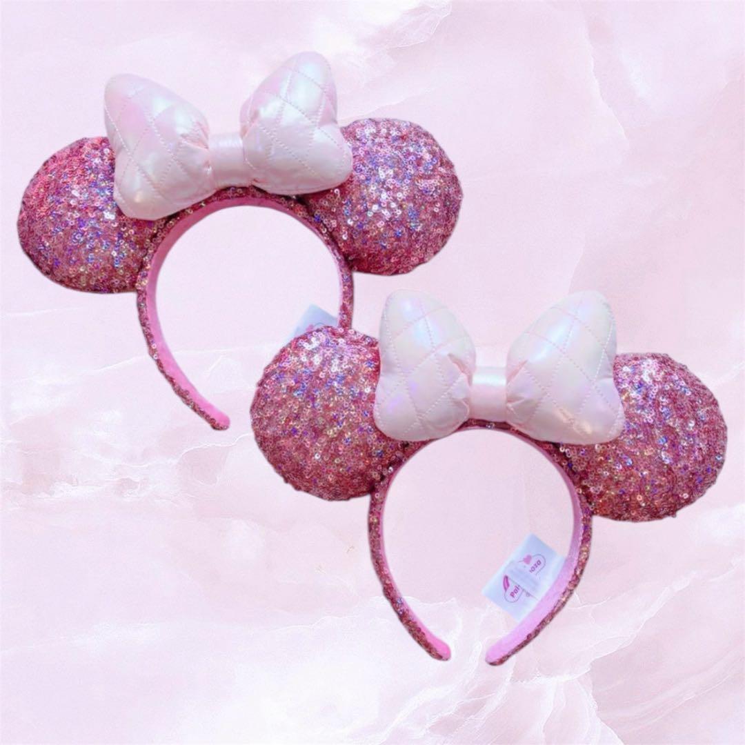 ディズニー ミニー パルパルーザ カチューシャ ピンク スパンコール ２個セット