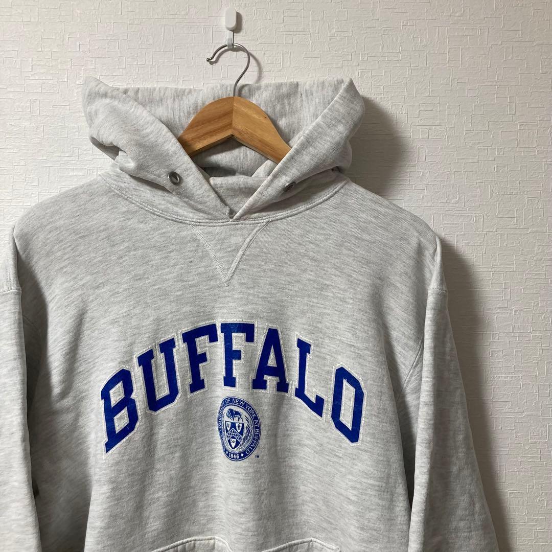 90s USA製 2段 チャンピオン カレッジ プリント スウェット パーカー