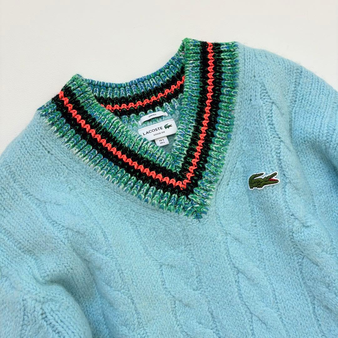 ラコステ デコラティブリブニット ティルデンセーター　チルデンニット　Vネック