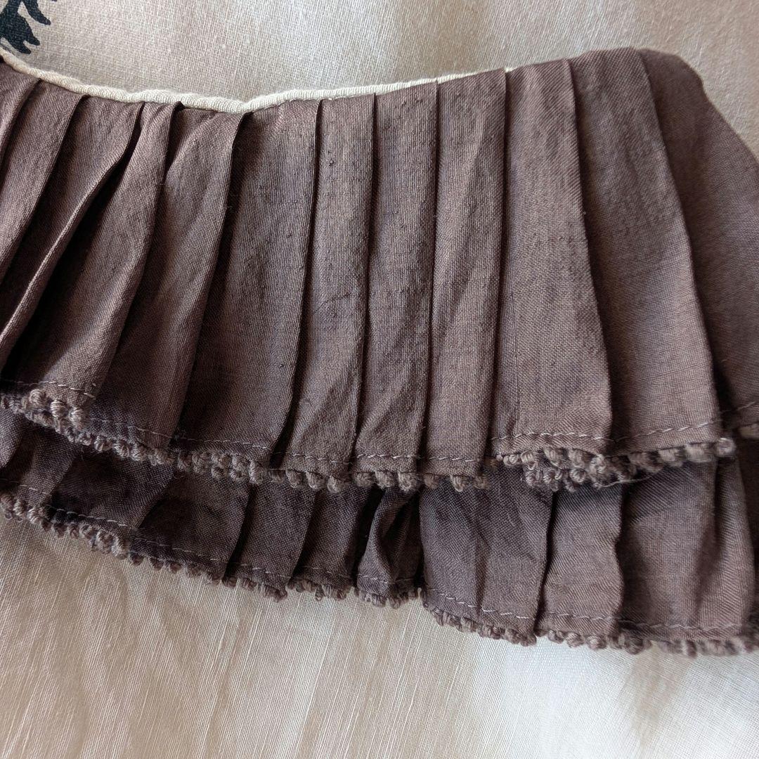 美品 ブノン BUNON フリルカラーブラウス 襟濃ブラウン