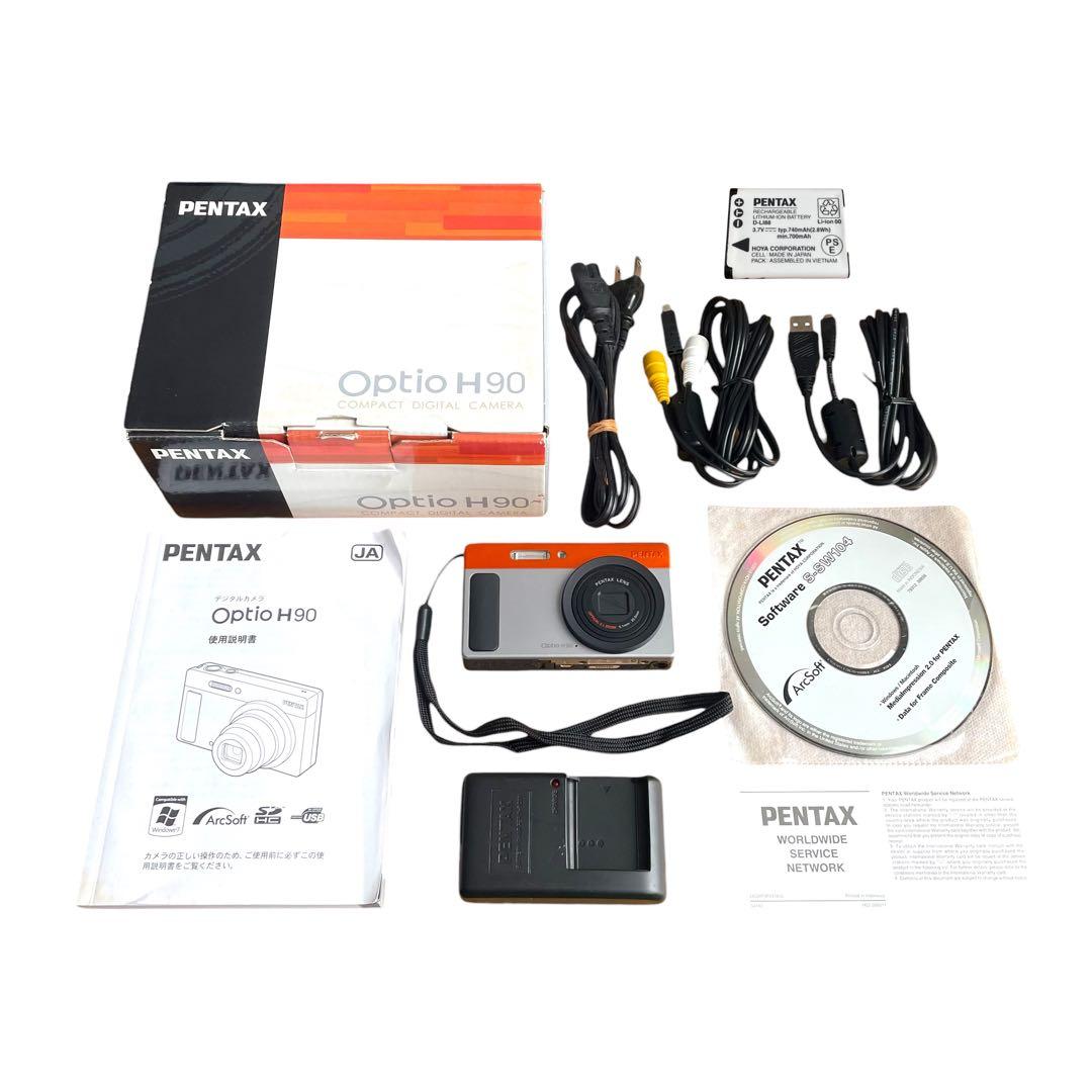 【訳アリ大特価】PENTAX Optio H90 オレンジ×シルバー コンデジ