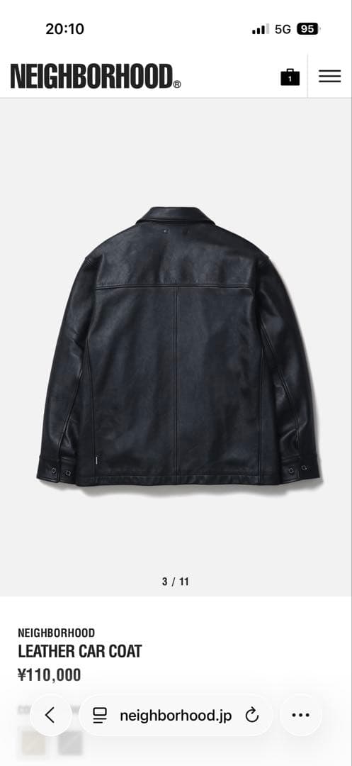 ジャケット・アウター NEIGHBORHOOD LEATHER CAR COAT BLACK M