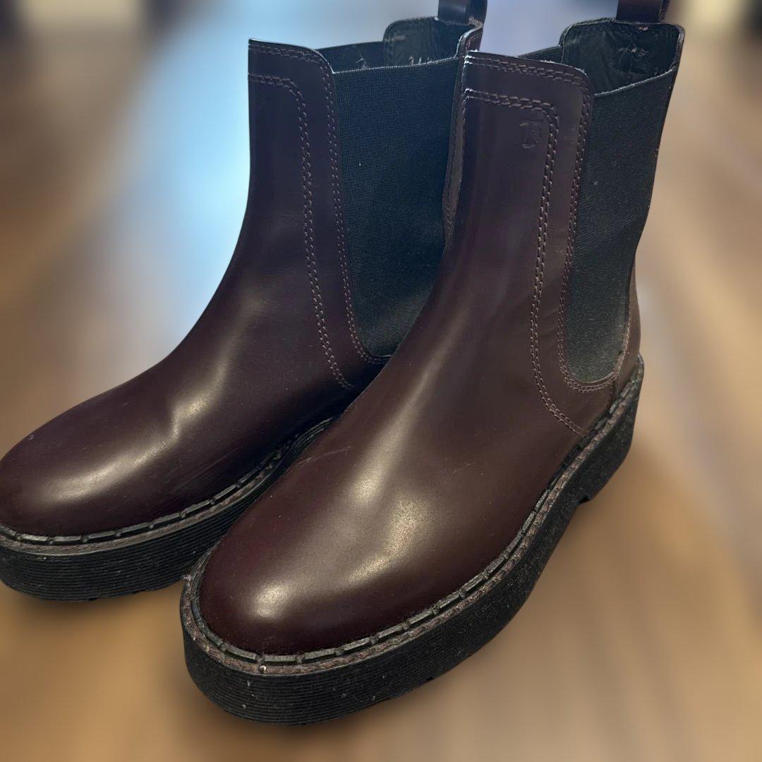 TOP'S バーガンディ サイドゴアブーツ